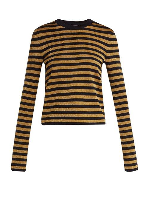 Matchesfashion.com Saint Laurent - Striped Long Sleeve Sweater - Womens - Navy Gold