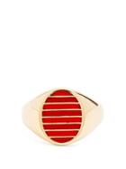 Matchesfashion.com Jessica Biales - Enamel & Yellow Gold Ring - Womens - Red