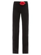 Maximilian - Mali Belted Jersey Flared-leg Trousers - Womens - Black