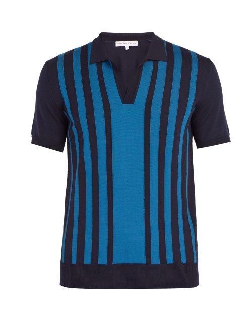 Matchesfashion.com Orlebar Brown - Horton Stripe Intarsia Shirt - Mens - Navy