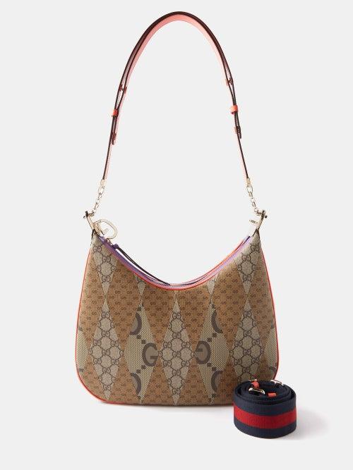 Gucci - Attache Large Gg-monogram Shoulder Bag - Womens - Tan Multi