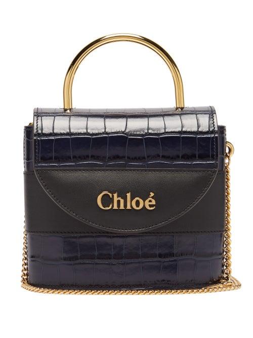 Matchesfashion.com Chlo - Aby Lock Crocodile Effect Leather Cross Body Bag - Womens - Navy