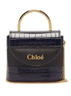 Matchesfashion.com Chlo - Aby Lock Crocodile Effect Leather Cross Body Bag - Womens - Navy