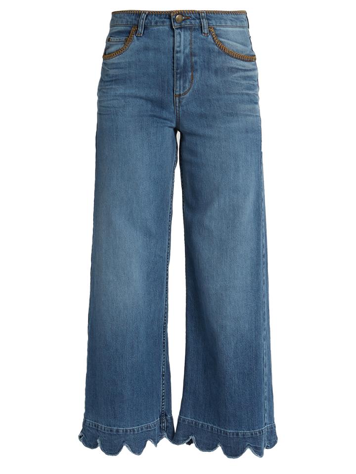 Redvalentino Scallop-edged High-rise Cropped Jeans