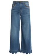 Redvalentino Scallop-edged High-rise Cropped Jeans
