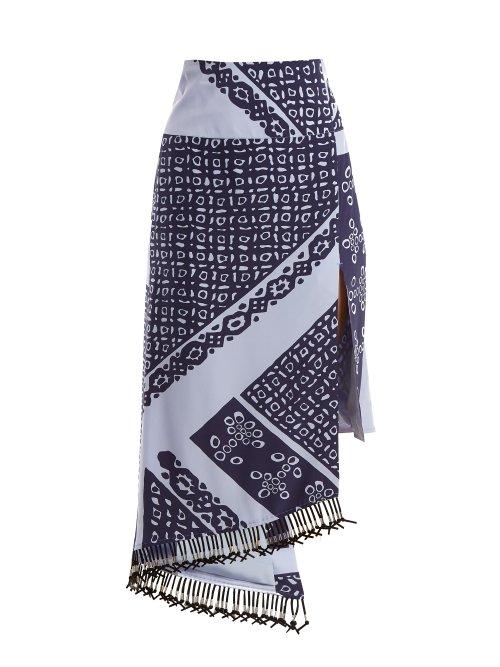 Matchesfashion.com Altuzarra - Lumieres Bandana Print Crepe De Chine Skirt - Womens - Blue Print