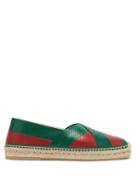 Matchesfashion.com Gucci - Web-striped Perforated-leather Espadrilles - Mens - Green Multi
