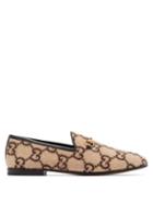 Matchesfashion.com Gucci - Jordaan Gg-print Felt Loafers - Womens - Beige Multi