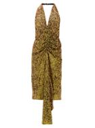 Matchesfashion.com Halpern - Gathered Sequinned Dress - Womens - Gold