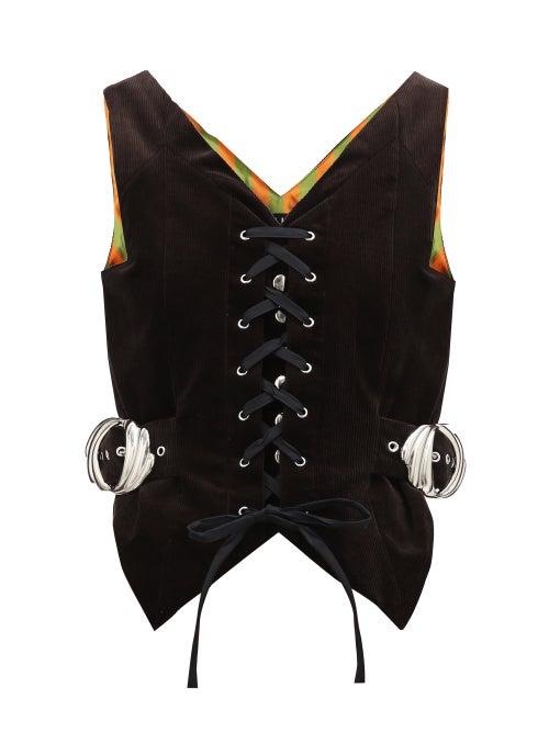 Chopova Lowena - Taz Cotton-corduroy Waistcoat - Womens - Brown