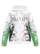 Mens Rtw Valentino - Dark Blooming Logo-print Cotton Hooded Sweatshirt - Mens - White