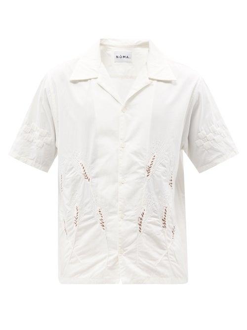 Noma T.d - Hope Wheat-embroidered Cotton-poplin Shirt - Mens - White