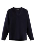 Matchesfashion.com The Row - Bambi Felted Wool And Cashmere Blend Sweater - Womens - Navy
