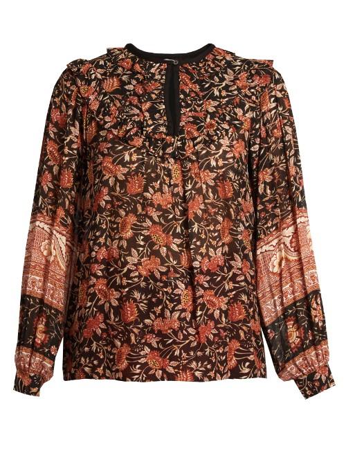 Masscob Floral-print Ruffle-trimmed Top