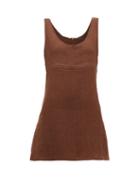 Matchesfashion.com Lisa Marie Fernandez - Zani Round-neck A-line Cotton Mini Dress - Womens - Brown