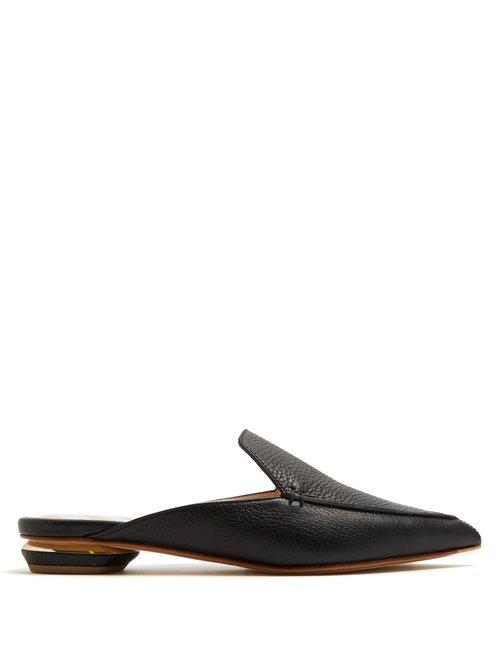 Matchesfashion.com Nicholas Kirkwood - Beya Grained Leather Backless Loafers - Womens - Black