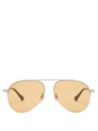 Matchesfashion.com Gucci - Aviator Metal Sunglasses - Womens - Yellow Silver