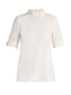 Goat Flint Ruched-collar Wool-crepe Top