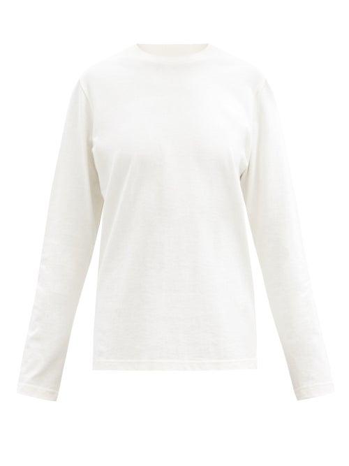 Matchesfashion.com Bottega Veneta - Sunrise Long-sleeved Cotton T-shirt - Womens - Ivory