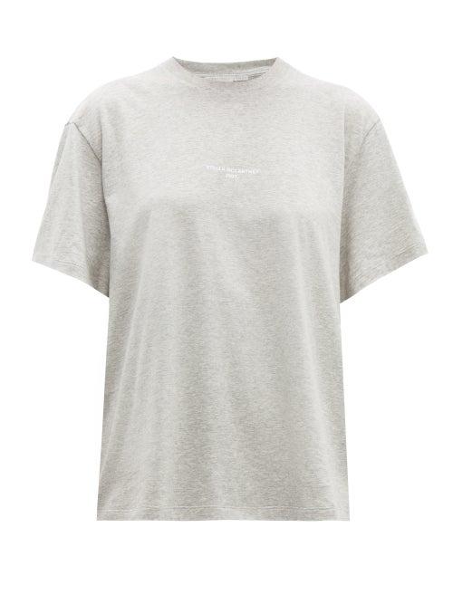Matchesfashion.com Stella Mccartney - Logo Print Cotton T Shirt - Womens - Grey
