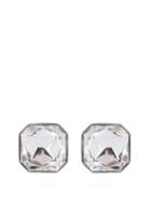 Matchesfashion.com Saint Laurent - Smoking Crystal Embellished Clip On Earrings - Womens - Silver
