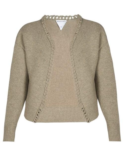 Bottega Veneta - Braided-trim Cardigan - Womens - Grey