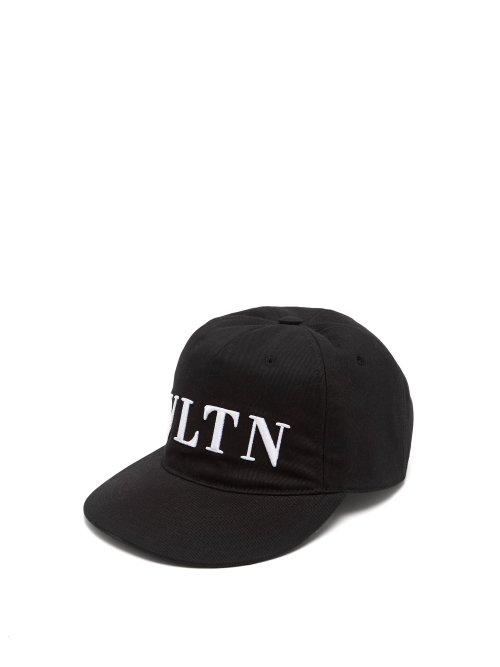 Matchesfashion.com Valentino - Vltn Embroidered Cotton Cap - Mens - Black