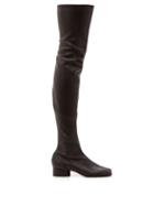 Matchesfashion.com Maison Margiela - Tabi Split Toe Over The Knee Leather Boots - Womens - Black