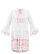 Juliet Dunn - Mosaic Embroidered Cotton Sun Dress - Womens - White Multi