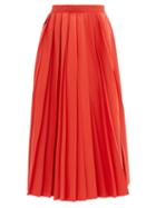 Matchesfashion.com Msgm - Pleated Faux-leather Midi Skirt - Womens - Red