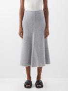 Joseph - Rolled-edge Merino-blend Midi Skirt - Womens - Mid Grey
