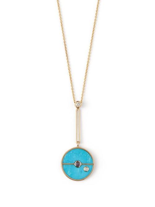 Matchesfashion.com Retrouvai - Compass Gold & Diamond Necklace - Womens - Blue