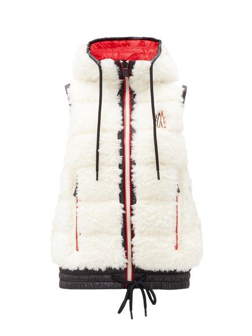 Matchesfashion.com Moncler Grenoble - Logo-embroidered Faux-fur Down-filled Shell Gilet - Womens - White