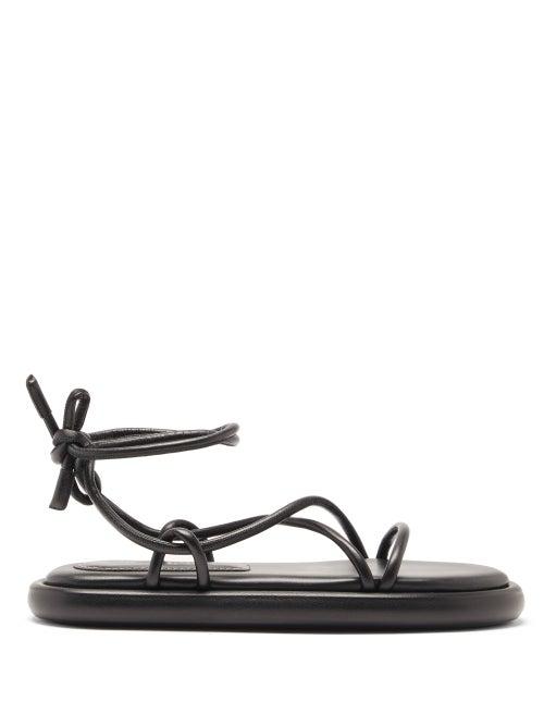 Ladies Shoes Proenza Schouler - Pipe Wraparound Leather Sandals - Womens - Black