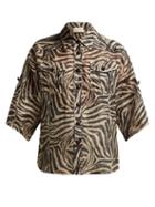 Matchesfashion.com Zimmermann - Corsage Tiger Print Linen Blend Shirt - Womens - Animal