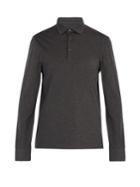 Ermenegildo Zegna Long-sleeved Wool And Cotton-blend Polo Shirt