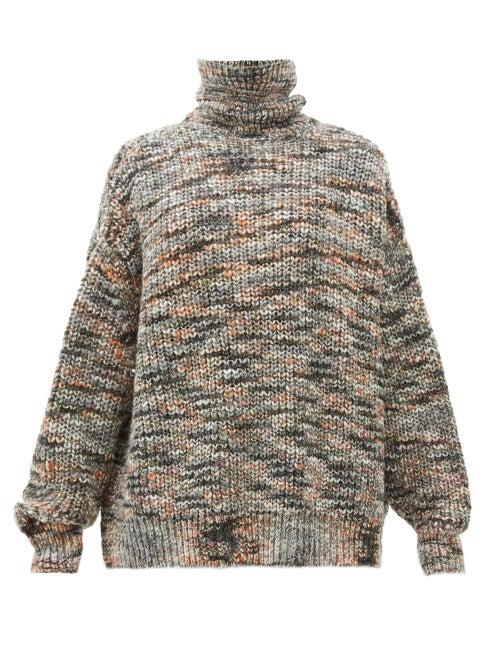Matchesfashion.com Raey - Oversized Roll Neck Marled Sweater - Womens - Grey Multi