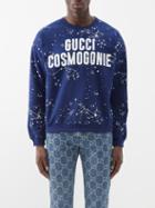 Gucci - Cosmogonie-print Embellished Cotton Sweatshirt - Mens - Dark Blue