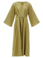 Matchesfashion.com Loup Charmant - Skorpios Belted Linen Maxi Dress - Womens - Khaki