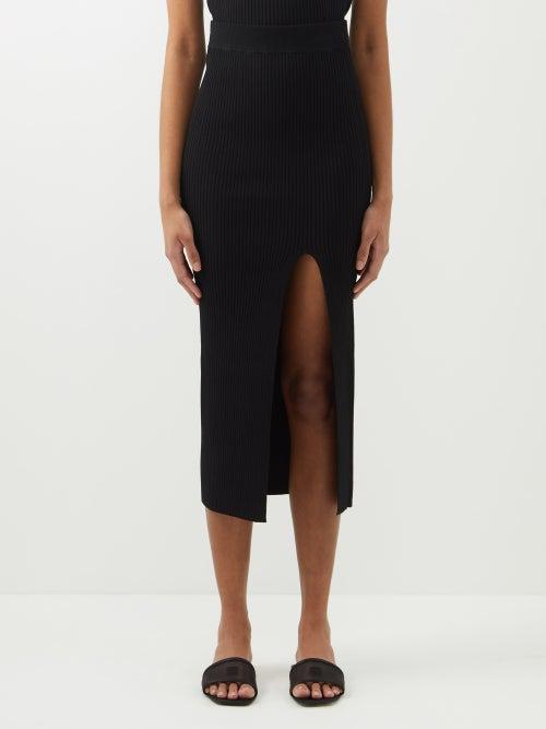 Le Ore - Rimini Side-split Recycled-jersey Midi Skirt - Womens - Black