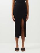 Le Ore - Rimini Side-split Recycled-jersey Midi Skirt - Womens - Black