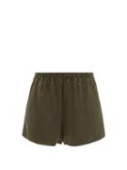Skin - Trista Silk-blend Charmeuse Pyjama Shorts - Womens - Khaki