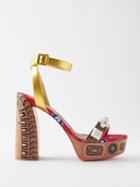 Christian Louboutin - Movida Athina 130 Leather Platform Sandals - Womens - Multi
