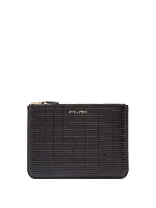 Matchesfashion.com Comme Des Garons Wallet - Embossed Leather Pouch - Mens - Black
