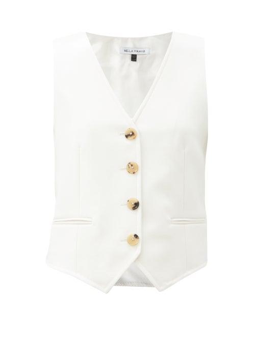 Matchesfashion.com Bella Freud - Chrissie Wool-twill Single-breasted Waistcoat - Womens - Ivory