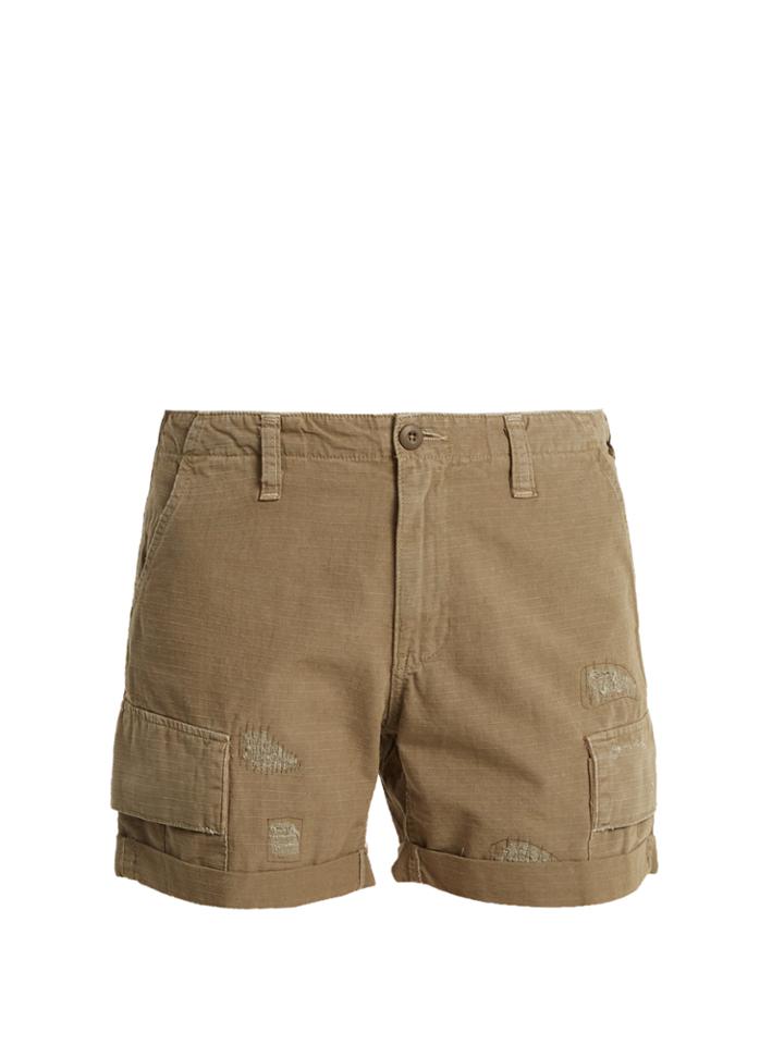 Re/done Originals Distressed Cotton-ripstop Shorts