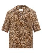 Mens Rtw Nanushka - Bolen Cuban-collar Leopard-print Crepe Shirt - Mens - Multi