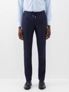 Thom Sweeney - Drawstring-waist Wool-twill Trousers - Mens - Navy