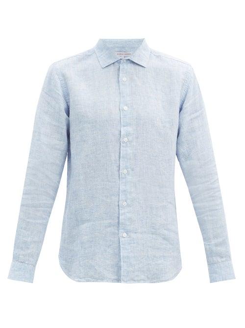 Mens Rtw Orlebar Brown - Giles Linen Shirt - Mens - Blue