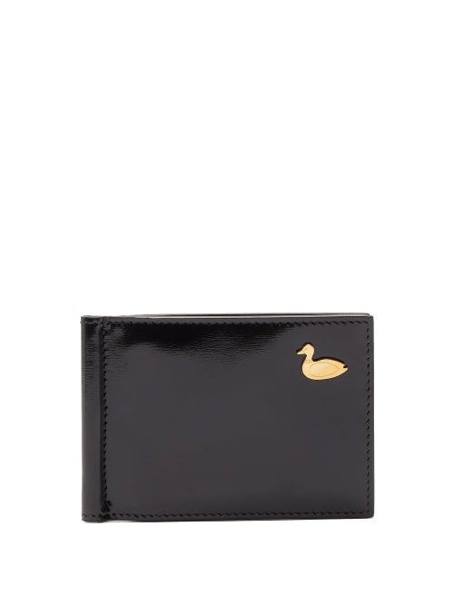 Matchesfashion.com Thom Browne - Duck Plaque Leather Bi Fold Cardholder - Mens - Black